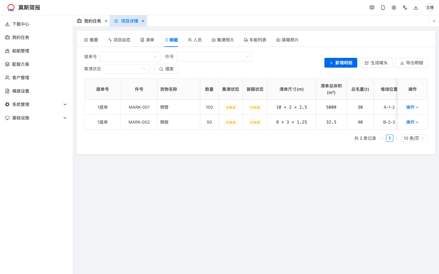 明细数据